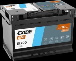 EXIDE EL700 - BATERíA EXIDE EL700 SERIE EFB 70AH. 760A + DERECHA