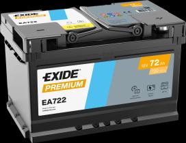 EXIDE EA722 - BATERíA EXIDE EA722 SERIE PREMIUM 72AH. 720A + DERECHA