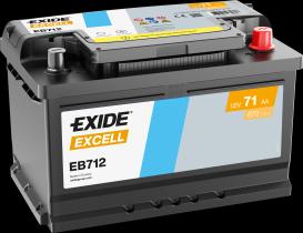 EXIDE EB712 - BATERÍA EXIDE EB712 SERIE EXCELL 71AH. 670A + DERECHA