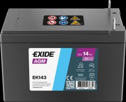 EXIDE EK143 - BATERÍA EXIDE EK143 SERIE AGM 14AH. 80A + IZQUIERDA
